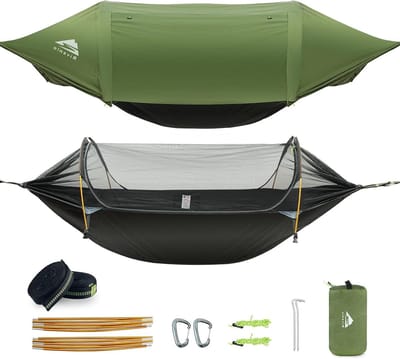 Kampeerhangmat Tent - Draagbare Slaaphangmat - Outdoor Reizen - 3-in-1 met Klamboe - 2.7 x 1.4 meter - Groen