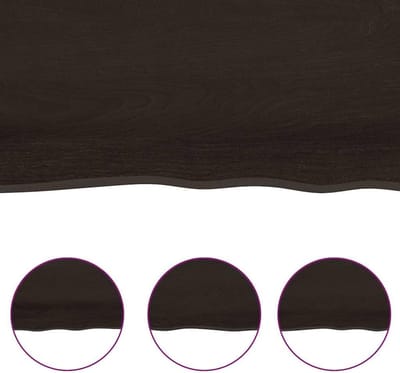 Tafelblad Eikenhout - Houten Plank Tafelblad - Tafel Opknappen - Natuurlijke Rand - 220x40x6 cm - Donkerbruin