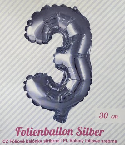 Avec BV - Folie ballon - 3 jaar - Zilverkleurig - 30cm - Cijferballon - Ballon