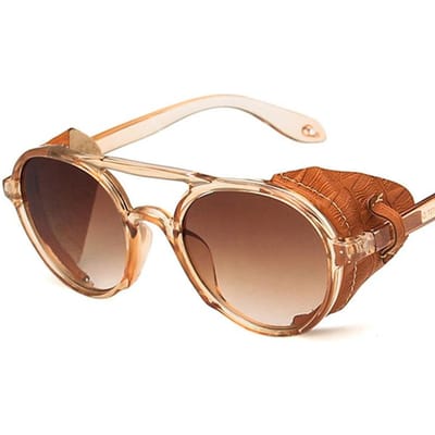 Klassieke Steampunk Zonnebril Mannen Vrouwen Vintage Punk Leer Wrap Rond Zonnebril Retro Bril Mode Merk Ontwerp