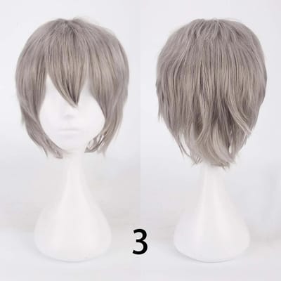 Wolf Cut Met Pony Gehakte Cosplay Feestpruik Voor Mannen Vrouwen Roze Rood Blauw Paars Koreaanse Stijl Mannenpruik Synthetische Korte Pruiken gray
