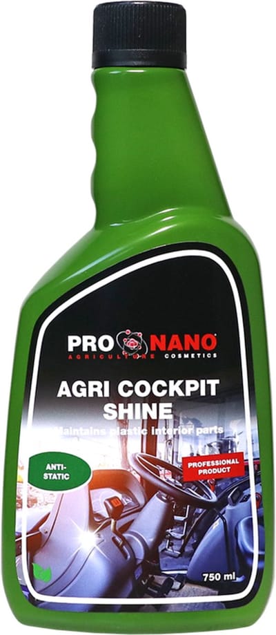 ProNano | Pro Nano Agri Cockpit Shine 750ml | Innovatief product voor het onderhoud van kunststof, rubber en vinyl onderdelen in de cabine van uw landbouwvoertuigen zoals tractoren.