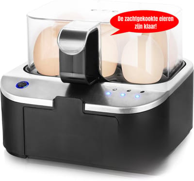 AHD® Eierkoker electrisch - Eierkoker - Eierkoker met timer - Roestvrij Staal -Zilver- 19cm x 18cm x 15cm; 1.1 kg