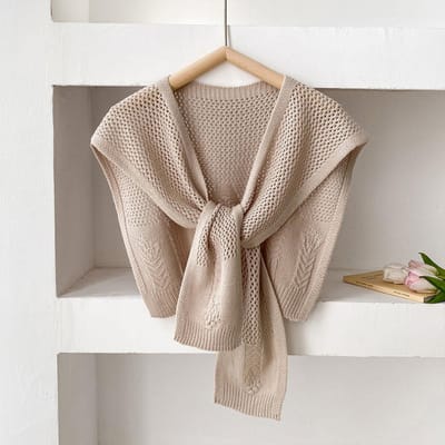 Châle tricoté coréen pour l'été, climatisation, faux col, protège-cou, écharpe fine nouée pour femme gray