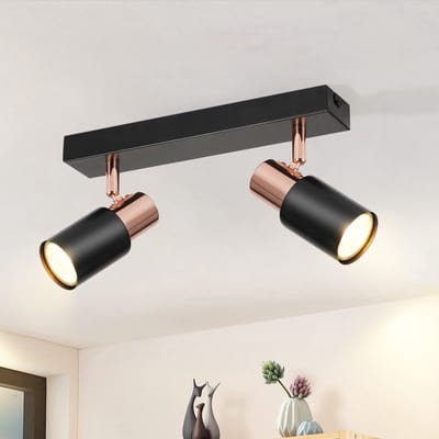 NETTLIFE Opbouwspot - GU10 Fitting - roségoud - rechthoekig - L 28cm - Moderne Plafondlamp - Metaal - 355° kantelbaar - Plafondspot - voor Woonkamer | Slaafkamer | Gang - Zonder Lichtborn- 2-Lichts