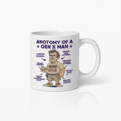 Anatomie van een Gen X Man Mok 330ml – Grappige Sarcastische Vadergrap Koffiebeker – Perfect Cadeau voor Generatie X