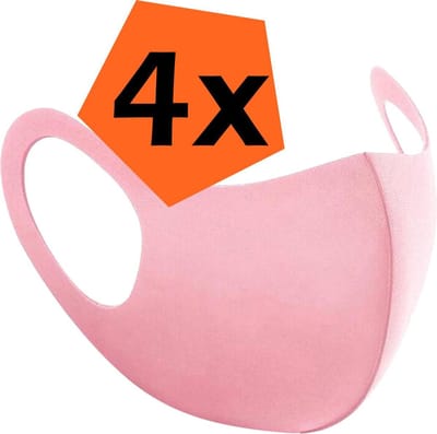 Mondkapje Wasbaar Roze Mondmasker Wasbaar Mondkapje Wasbare Mondkapjes Universeel - 4 PACK