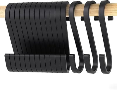S-haken set 20 stuks – zwart aluminium, voor ophangen in keuken,Ook geschikt voor garage, kast en tuin – eenvoudig te gebruiken