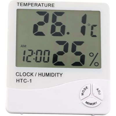 Elektronische Temperatuur Vochtigheid Meter Klok Digitale Display Thermometer Hygrometer voor Binnen gray
