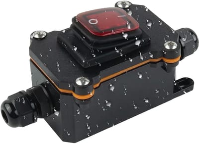 Waterdichte Inline Schakelaar 30A 220V voor Buitentoepassingen - Aan/Uit Tuimelschakelaar met Rood LED Licht