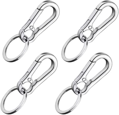Karabijnhaak - Sleutelhanger - Metalen karabijnhaak - Kleine sleutelkarabijnhaak - Geschikt voor sleutels, rugzakken en bedels - 4 stuks