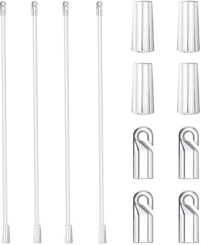 Dailygoods- Blindstaaf 4 Stuks - Reserveonderdelen - Jaloezieën Opener - Kunststof - Transparant - Inclusief Haak en Handgreep - Jaloezieënstang