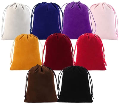 Dailygoods- Fluwelen Zakjes 9 Stuks - 20 x 25 cm - Trekkoord - Sieradenzakjes - Cadeauzakjes - Herbruikbaar - Zacht en Elegant - Sieradenzakje