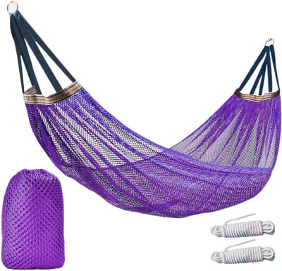 Reishangmat - Draagbare schommel - Outdoor ontspanning - Ademend Cool-Mesh - 260 x 130 cm - Paars