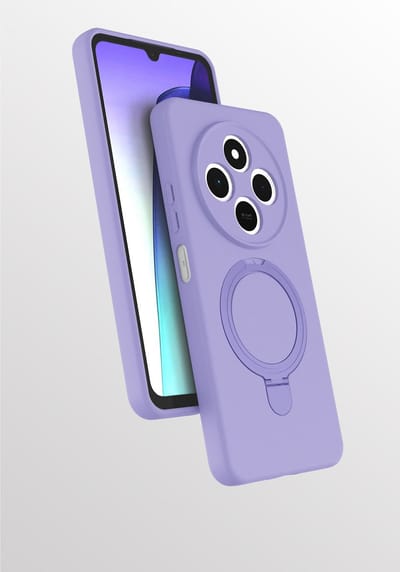 Hoesje Geschikt voor Xiaomi Redmi 14C hoesje zacht siliconen Lila - Liquid Backcover ring hoesje Geschikt voor Magsafe