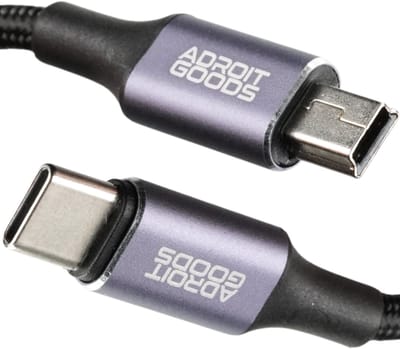 USB-C naar Mini-B Datakabel - Type-C naar Mini USB adapter Kabel - Snellaadkabel 2.4A, laad- en datakabel - 1m