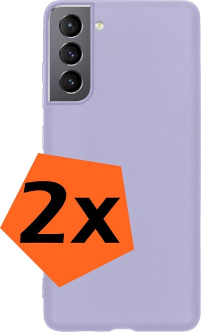 Hoes - 2 Stuks - Geschikt voor Samsung Galaxy S21 FE - Sterk & Shockproof - Case Siliconen - Back Cover - Telefoon Hoes - Lila