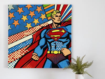 Pop art relief schilderij | Pop Art Passie: Reliëf Kunstwerk Met Levendige Kleurenpracht | Kunst - 20x20 centimeter op Canvas | Foto op Canvas