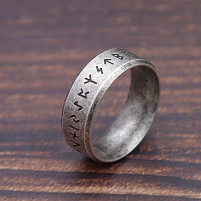 Bague Viking rétro tendance pour homme et femme, en acier inoxydable 316L, avec inscription « Odin », bijou simple et amulette, idéal pour un couple 10 gray