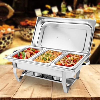 Voedselwarmer - Buffetwarmer - Eten Warm Houden - Roestvrij Staal - 9 Liter Inhoud - Zilverkleurig