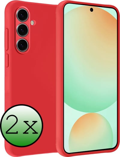 Hoesje 2 Stuks - Geschikt voor Samsung Galaxy S24 FE - Sterk & Shockproof - Case Siliconen - Back Cover - Telefoon Hoes - Rood