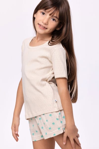 Woody Meisjes-Dames Pyjama crème - maat 164/14J