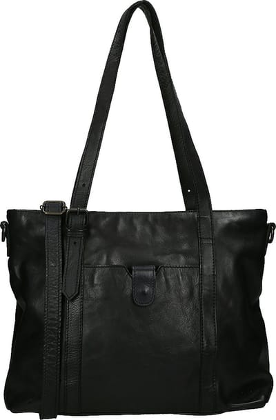 Bear Design Medium  Schoudertas / Crossbody Tas  Dames -  Leer - Cow Lavato     -  Zwart