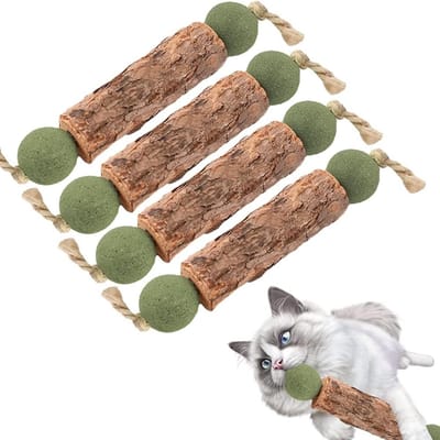 Matatabi Kat Sticks voor Tandreiniging en Speelplezier, 4 Stuks, Natuurlijke Kauwsnacks voor Katten met Catnip