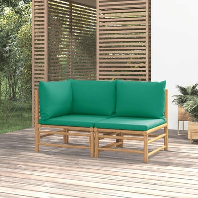 vidaXL - 2-delige - Loungeset - met - kussens - bamboe - groen
