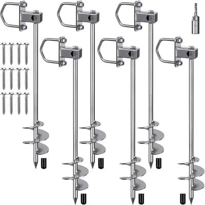 Stabiele Metaal Tentharingen 42cm Spiraal Stormanker voor Camping, Schommel en Carport - 6 Pack