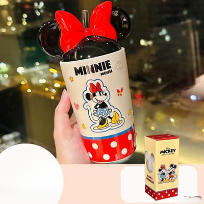 Cartoon Mickey en Minnie Vormige Keramische Beker Stelletje Klein Cadeau  Rietjesbeker  Thuis Ontbijtbeker  Souvenir 400ml