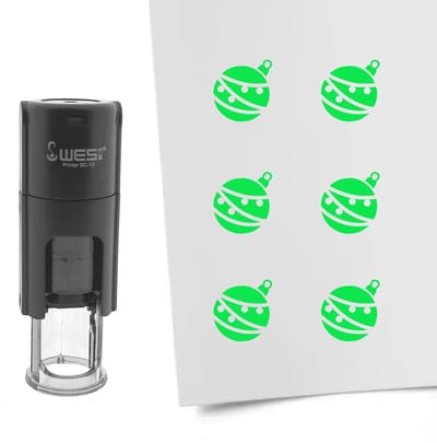 CombiCraft Stempel kerstbal 10mm rond groene inkt - per 1 stuk