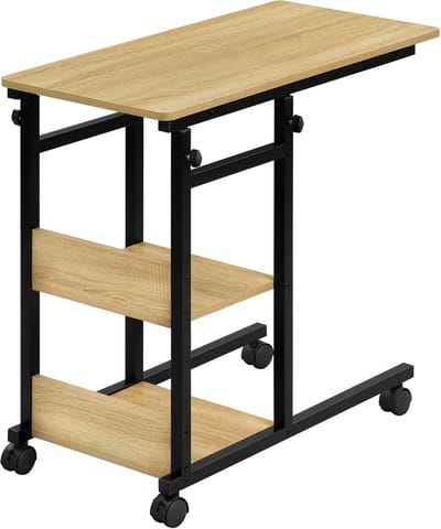 Jently salontafel - bijzettafel - verstelbaar - met wielen - voor woonkamer/slaapkamer - light oak