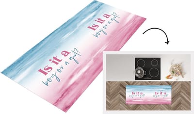 Keukenloper - Loper keuken - Baby - Zwangerschap - Babyshower - Is it a Boy or a Girl - Gender reveal - Tekst - Spreuken - 120x50 cm - Keukenloper vinyl