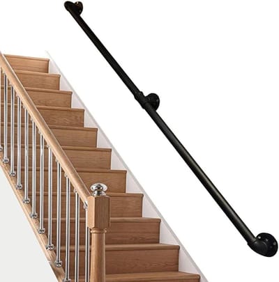 Trap Leuning - Grijpstang Ondersteuning - Veilige Toegang - Smeedijzer Constructie - 150cm Lengte - Zwart