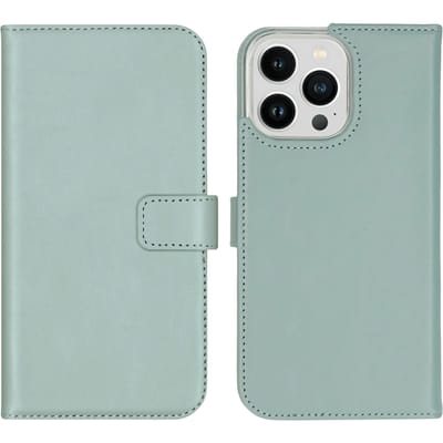 Selencia iPhone 14 Pro Max Leren Portemonnee Hoesje Lichtblauw