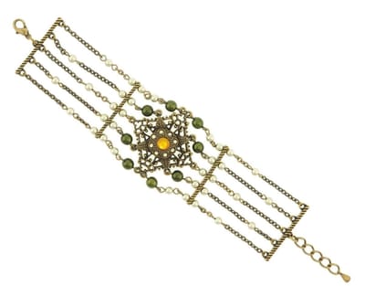 Behave - Armband goudkleur met groen - Luxe vintage stijl - 20 cm