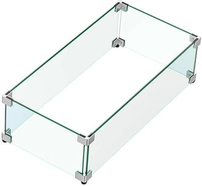 Glazen Windbescherming voor Vuurschalen - Temperatuurbestendige Vuurtafel Scherm - Stevige Aluminium Hoekbeugels