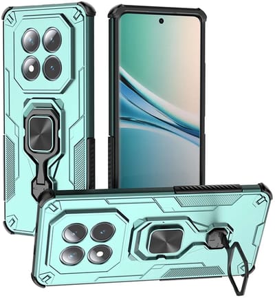 MobyDefend Hoesje - Geschikt voor Xiaomi Redmi Note 15 5G - Dubbelgelaagde Pantsercase Met Standaard - Turquoise