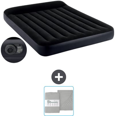 Intex Luchtbed - 2-Persoons - 152 x 203 x 25 cm - Blauw - Inclusief pomp en Hoeslaken