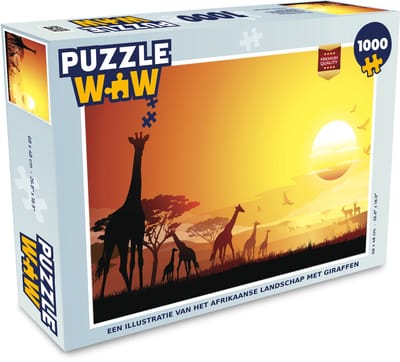 Puzzel Een illustratie van het Afrikaanse landschap met giraffen - Legpuzzel - Puzzel 1000 stukjes volwassenen