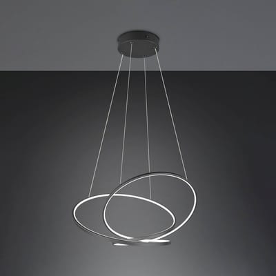 TRIO DARVIN - Hanglamp - Zwart mat - incl. 1x SMD 52 W - Dimbaar met schakelaar - Plafondbevestiging - Niet geschikt voor externe dimmer - In hoogte verstelbaar - DIP - Schakelaar