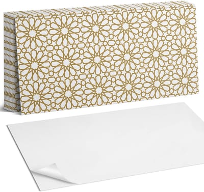 Coloray Plaktegels - Geometrisch patroon met sterren Zelfklevende Wandtegels - 40 cm x 20 cm - Beige Plaktegels - 10 stuks - Rechthoek PVC Tegels - Plaktegels Badkamer - Vloertegels Zelfklevend - Vinyltegels Vloer Zelfklevend - Portugese Tegels