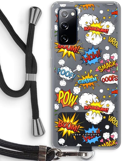 Case Company® - Hoesje met koord geschikt voor Samsung Galaxy S20 FE / S20 FE 5G hoesje met Koord - Pow Smack - Telefoonhoesje met Zwart Koord - Bescherming aan alle Kanten en Over de Schermrand