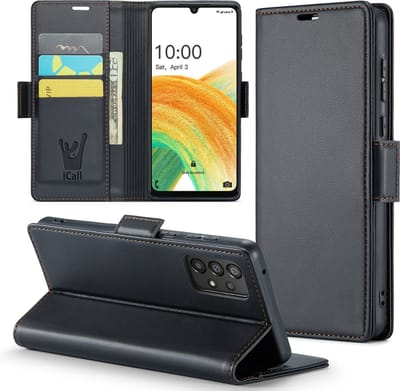 Hoesje geschikt voor Samsung Galaxy A33 - HyperCase Book Cover Kunstleer Zwart
