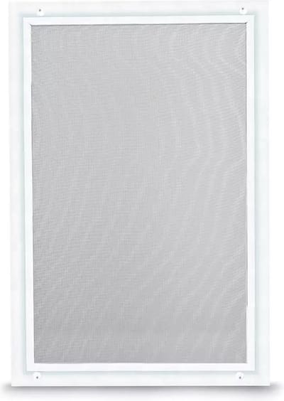 Bouwpakket voorzethor - grijs gaas - wit - maximum 50 x 100 cm [kleiner te maken] - inzethor - inclusief bevestiging - Voor naar buiten draaiende ramen