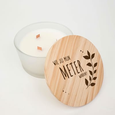 Geurkaars - GROOT - 3 houten wieken - XL - Meter vragen - Meter cadeau - Wil jij mijn meter zijn - Cadeau meter - Wil je mijn meter zijn - Kaars - Meter vragen - Kado meter - blad