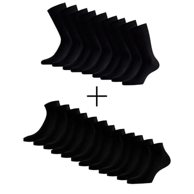 Morethansocks - Dagelijkse sokken bundel - (€2,61 per paar) - 12-Paar sneakersokken - 9-Paar normale sokken - Biologisch katoen - sokken - sneakersokken - voordeelbundel