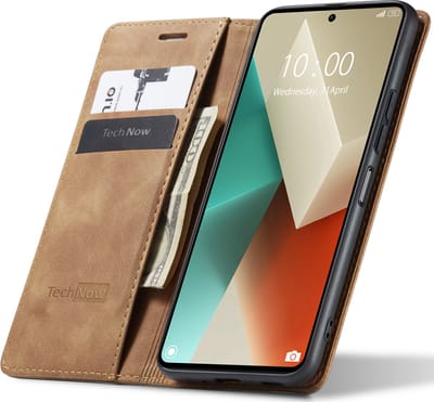 Hoesje geschikt voor Xiaomi Redmi Note 13 4G - Book Case Leer Slimline Bruin