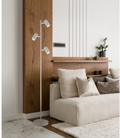 Vloerlamp vloerlamp 3 lampen zwenkbare vloerlamp woonkamer zandkleur wit 3 vlammen, metaal, 3x GU10, DxH 23x154 cm